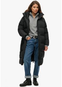 Superdry Damen Steppjacke "Longline Hooded Puffer Jacket", schwarz, casual, Gr. S, unifarben, Web, Obermaterial: 100% Polyester, Jacken