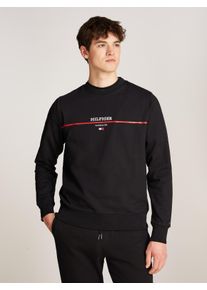 Tommy Hilfiger Herren Sweatshirt "HILFIGER STRIPE TERRY SWEATSHIRT", schwarz, casual, Gr. XXXL, Sweatware, Obermaterial: 100% Baumwolle, Sweatshirts