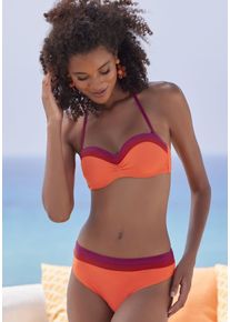 s.Oliver Damen Bikini-Hose "Yella", bunt, Gr. 34, unifarben, kontrastfarbene Details, Recycling-Polyamid, Badehosen, mit kontrastfarbenen Details