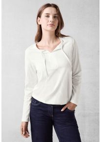 Cecil Damen Langarmshirt, weiß, casual, Gr. XXL, unifarben, Web, 100% Baumwolle, Shirts, aus reiner Baumwolle