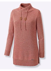 Casual Looks Damen Strickpullover "Longpullover", rot, Gr. 36, meliert, gemustert, mehrfarbig, 50% Baumwolle, 50% Polyacryl, Pullover