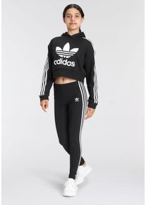 Kinder Leggings "ADICOLOR", schwarz-weiß, sportlich, Gr. 170, adidas originals, Obermaterial: 93% Baumwolle, 7% Elasthan, Hosen