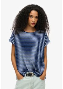 Superdry Damen Rundhalsshirt "STUDIOS LOOSE TEE", blau, casual, Gr. XS, gestreift, Single Jersey, Obermaterial: 60% Baumwolle, 40% Lyocell, Shirts