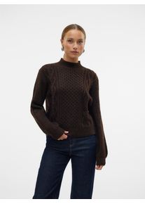 Véro Moda VERO MODA Damen Stehkragenpullover "VMUNIVERSE LS HIGHNECK PULLOVER GA BF", braun, modisch, Gr. XS, meliert, Strick, Obermaterial: 77% Polyester, 23%