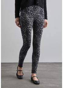 Street One Damen Leggings, grau, casual, Gr. 44, animal-print, Web, 95% Baumwolle, 5% Elasthan, Hosen, aus Baumwolle mit Stretchanteil