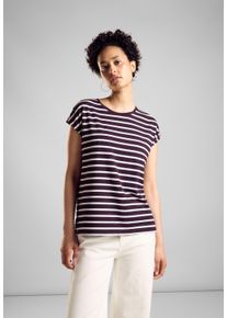 Street One Damen Tanktop, lila, casual, Gr. 34, gestreift, Stoff, 95% Viskose, 5% Elasthan, Tops, mit Rundhalsausschnitt