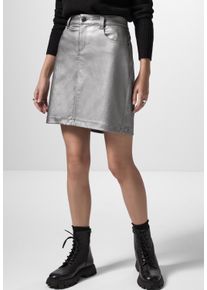 Damen Minirock, silber, casual, Gr. 44, STREET ONE STUDIO, glänzend, Stoff, 74% Viskose, 23% Polyamid, 3% Elasthan, Röcke, mit Glitzer-Effekt