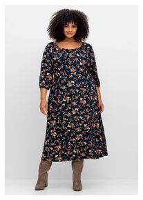 Damen Jerseykleid "Große Größen", blau, feminin, Gr. 46, sheego by Joe Browns, gemustert, Obermaterial: 95% Viskose (LENZING ECOVERO), 5% Elasthan,