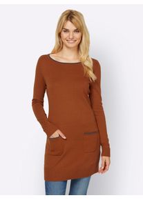 Heine Damen Longpullover "Longpullover", braun, Gr. 38, unifarben, 100% Baumwolle, Pullover