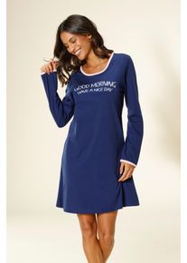 Vivance Dreams Damen Nachthemd, Gr. 56, blau, Single Jersey, Obermaterial: 100% Baumwolle, feminin, Kleider