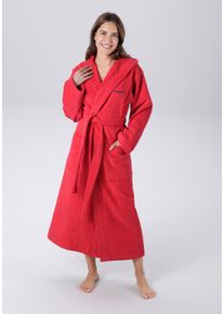 Unisex-Bademantel Kangaroos, L:134cm in Gr. L, rot, Walkfrottee, Hausmäntel, "Cassidy, für Damen & Herren, Standardlänge & Überlänge", mit Taschen,