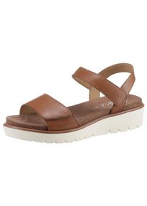 Ara Damen Sandalette "BILBAO", Gr. 41, braun, Glattleder, unifarben, casual, Schuhe, Sommerschuh, Sandale, Keilabsatz, Klett, Weite G (weit)