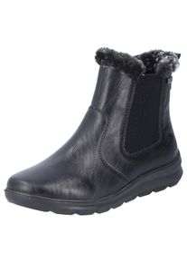 Rieker Damen Winterboots, Gr. 39, schwarz, Lederimitat, Textil, Elastischer Einsatz, sportlich, Schuhe, Chelseaboots, Stiefelette, mit
