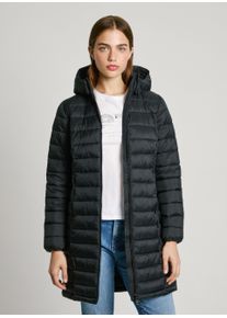 Pepe Jeans Damen Outdoorjacke "AMMY LONG", schwarz, casual, Gr. XL, unifarben, Steppware, Obermaterial: 100% Polyamid, Jacken, mit abnehmbarer Kapuze