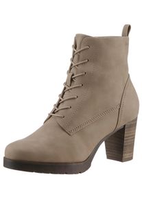 Tamaris Damen Schnürstiefelette, Gr. 40, grau, Nubuklederimitat, unifarben, used, klassisch, Schuhe, Trichterabsatz, Stiefelette, Businessmode in