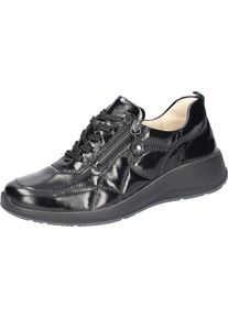 Waldläufer WALDLÄUFER Damen Sneaker "KALEA", Gr. 3,5, schwarz, Lackleder, glänzend, sportlich, Schuhe, Komfortschuh, Halbschuh, Schnürschuh mit Reißverschluss,