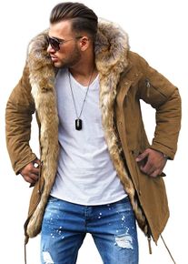 behype Herren Parka "BHTYLER", braun, modisch, Gr. M, unifarben, 100% Baumwolle, Jacken, mit abnehmbarem Kunstfell