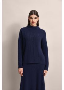 Bugatti Damen Rundhalspullover, blau, casual, Gr. XS, unifarben, 40% Wolle, 30% Viskose, 20% Polyamid, 10% Kaschmir, Pullover, mit leichtem Turtleneck