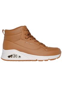 Skechers Damen Sneaker "UNO", Gr. 35, braun, Lederimitat, unifarben, sportlich, Schuhe, Keilsneaker, High Top Sneaker, Schnürboots mit Luftkissen