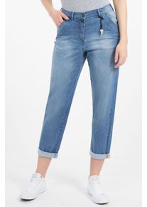Recover Pants Damen 5-Pocket-Jeans "Dunja", blau, casual, Gr. 48, unifarben, 97% Baumwolle;3% Elasthan, Jeans, mit ausgefallenen Details