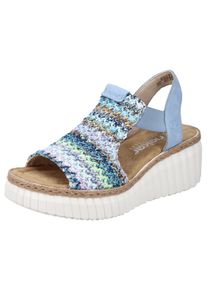 Rieker Damen Plateausandaletten, Gr. 40, blau, Lederimitat, Flechtoptik, modisch, Schuhe, Sommerschuh, Sandale, Plateauabsatz, mit Gummizug