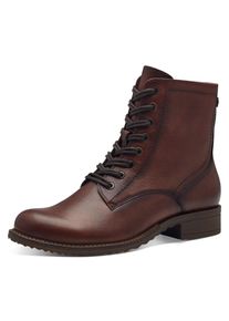 Tamaris Damen Schnürstiefelette, Gr. 37, braun, Leder, unifarben, used, modisch, Schuhe, Blockabsatz, Schnürboots, Busisnessschuh im glänzenden