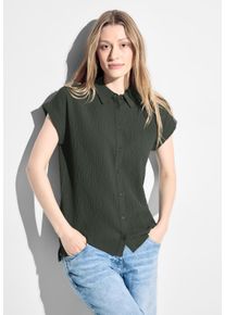 Cecil Damen Kurzarmbluse, grün, casual, Gr. XXL, unifarben, Stoff, 55% Polyester, 44% Viskose, 1% Elasthan, Blusen, im angenehmen Materialmix