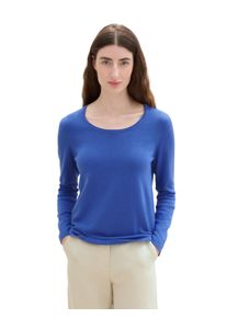 Tom Tailor Damen Strickpullover, blau, casual, Gr. S, unifarben, Feinstrick, Obermaterial: 60% Baumwolle, 40% Viskose, Pullover, aus Viskose mit