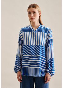 Seidensticker Damen Klassische Bluse "Schwarze Rose", blau, Gr. 34, gestreift, 100% Viskose, Blusen, Tunika Streifen platziert