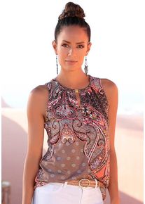 Lascana Tanktop mehrfarbig Gr. 32/34 für Damen. Mit V-Ausschnitt. Figurumspielend. Nachhaltig.
