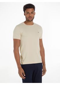 Tommy Hilfiger Herren T-Shirt "STRETCH SLIM FIT TEE", beige, casual, Gr. XXXL, Jersey, Obermaterial: 96% Baumwolle, 4% Elasthan, Shirts, mit
