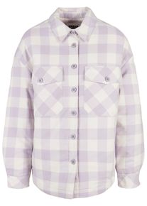 Urban Classics Damen Allwetterjacke "Urban Classics Damen Ladies Flanell Padded Overshirt", lila, klassisch, Gr. M, mehrfarbig, 100% Baumwolle, Jacken