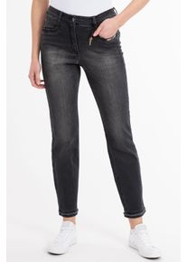 Recover Pants Damen 5-Pocket-Jeans "Ronja", schwarz, casual, Gr. 44, unifarben, 97% Baumwolle;3% Elasthan, Jeans, mit ausgefallenen Details