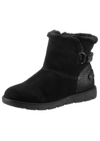 Tom Tailor Damen Winterboots, Gr. 37, schwarz, Textil, Lederimitat, Veloursleder, sportlich, Schuhe, mit Krokoprägung an der Ferse