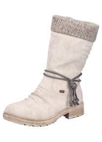 Rieker Damen Winterstiefel, Gr. 41, beige, Textil, Lederimitat, klassisch, Schuhe, Winterboots, Blockabsatz, TEX-Membran, mit gestricktem Schaftrand