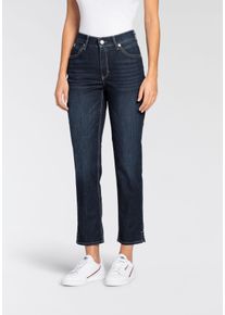 MAC Damen 7/8-Jeans "Melanie-7/8 Embro", blau, Gr. 34, Abriebeffekte, Denim/Jeans, Obermaterial: 88% Baumwolle, 9% Elastomultiester, 3% Elasthan,