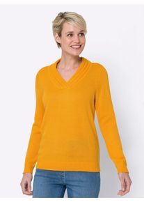 Classic Basics Damen V-Ausschnitt-Pullover "Pullover", gelb, Gr. 38, unifarben, 100% Polyacryl, Pullover