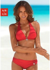 s.Oliver Damen Triangel-Bikini "Tonia", rot, Gr. 34, Microfaser, Polyamid, Bikini-Sets, mit herausnehmbaren Cups, im Nacken zu binden, im Rücken zu