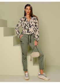 Heine Damen Druckbluse, grün, Gr. 50, gemustert, mehrfarbig, bedruckt, 100% Viskose, Blusen