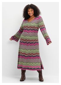 Damen Strickkleid "Große Größen", lila, modisch, Gr. 46, sheego by Joe Browns, gemustert, Obermaterial: 75% Viskose, 25% metallisierte Fasern,