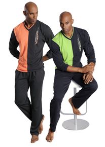 Le Jogger Herren Pyjama, Gr. 48, bunt, Obermaterial: 100% Baumwolle, colorblocking, Basic, Homewear-Sets, in langer Form