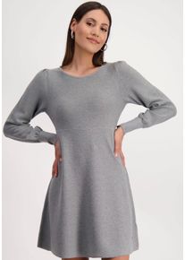monari Damen Strickkleid, grau, modisch, Gr. 42, unifarben, clean, Strick, Obermaterial: 100% Baumwolle, Kleider, mit ausgestelltem Rockteil