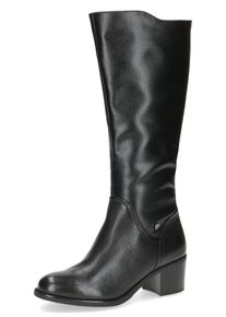 Caprice Damen Stiefel, Gr. 36, schwarz, Leder, Lederimitat, unifarben, klassisch, Schuhe, Blockabsatz, Langschaftstiefel, Businessstiefel,
