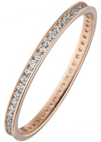 Jobo Damen Fingerring, 50, Roségold 333, rosa, Rosu00e9gold 333, Fingerringe, schmal 333 Roségold mit Zirkonia rundum