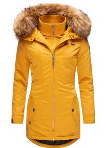 Marikoo Damen Wintermantel "Sanakoo", gelb, modisch, Gr. S, Oberstoff: 100% Polyester, Futter: 100% Polyester, Wattierung: 100% Polyester,