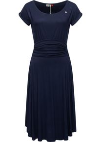 Ragwear Damen Sommerkleid "Ivone Solid", blau, Gr. M, 50% Polyester, 38% Baumwolle, 12% Viskose, Kleider, leichtes Jersey-Kleid in melierter Optik