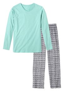 Buffalo Kinder Pyjama, Gr. 122, grün, Single Jersey, Obermaterial: 100% Baumwolle, unifarben, bedruckt, Basic, Homewear-Sets, mit cool bedruckter Hose