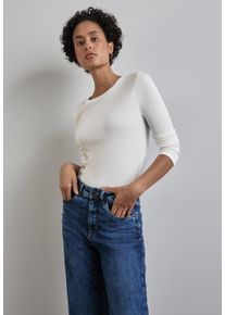 Street One Damen Langarmshirt, weiß, casual, Gr. 46, unifarben, Jersey, Obermaterial: 50% Baumwolle, 50% Modal, Shirts, mit Bündchen