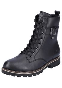 Remonte Damen Winterboots, Gr. 38, schwarz, Leder, klassisch, Schuhe, Blockabsatz, Schnürboots, Outdoorschuh mit Zierschnalle