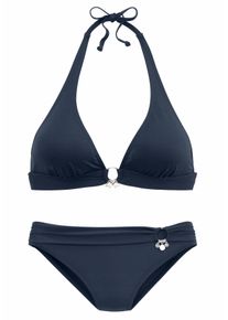 s.Oliver Damen Triangel-Bikini "Tonia", blau, Gr. 34, Microfaser, Polyamid, Bikini-Sets, mit herausnehmbaren Cups, im Nacken zu binden, im Rücken zu